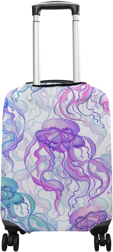 review Anti-scratch Luggage Cover Fit 18-32 Inch, Washable Elastic Suitcase Protector, Durable Suitcase Cover Watercolor Jellyfish (XL 29-32 Inch)