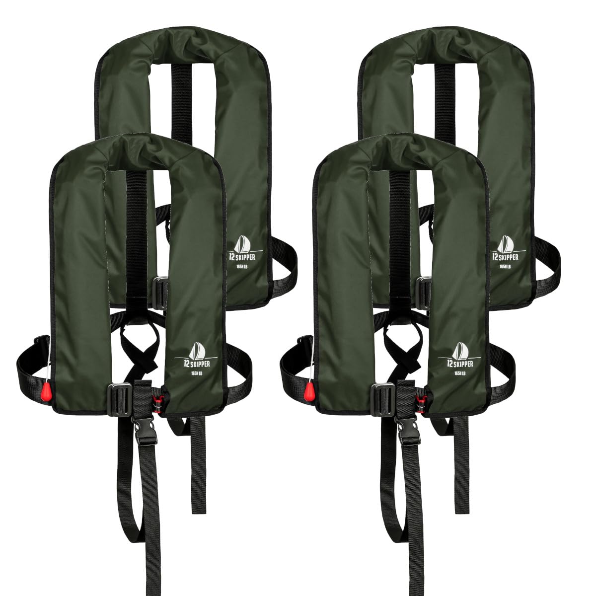 Lot de 4 Gilets de Sauvetage Automatiques ISO 165N avec Harnais