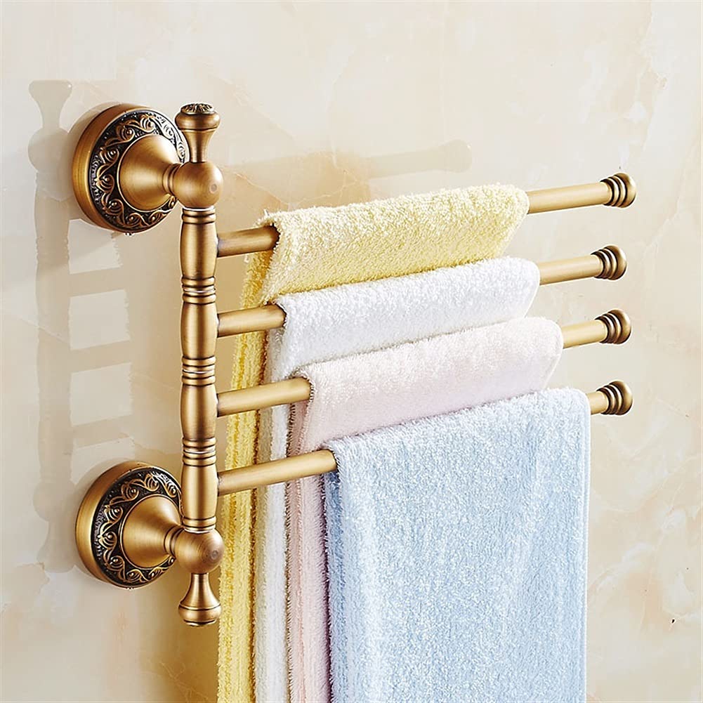 LYGXWJFC Estantes de baño de latón Antiguo, toallero Giratorio con 3 Brazos, Ideal para Almacenamiento en baño o Cocina