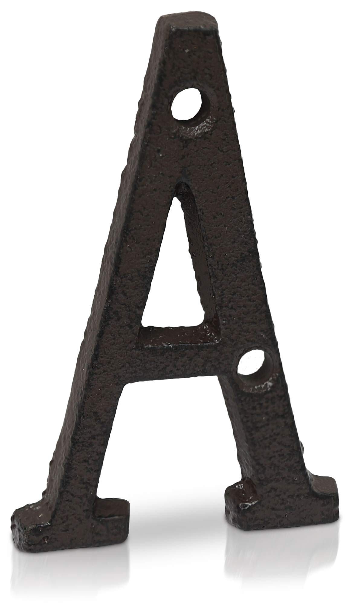 Basic Fundamentals 3-Inch Cast Iron Letters for Wall and Mailbox - Letter A - Industrial Design Mailbox Letters for Address Sign and House Decor - Black Brown-image-0
