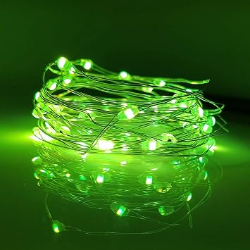 [10-Pack] LED String Lights, 6.6FT LED Moon Lights 20 Led Micro Lights On Silver Copper Wire Batteries Include for DIY Wedding Centerpiece, Table Decoration, Party Green