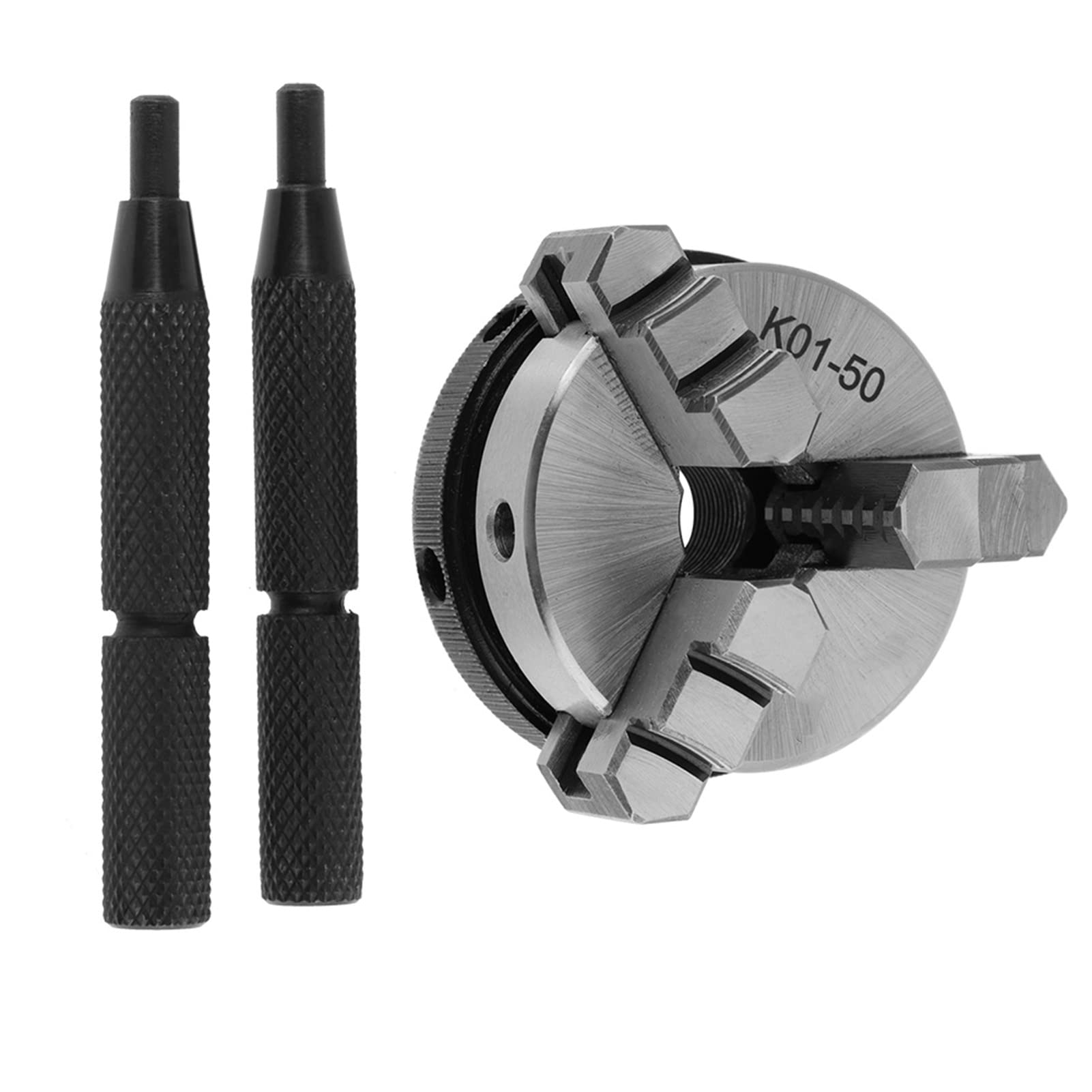 K01-50 Scroll Chuck Mini Woodworking Hand Chuck Szczękowy uchwyt 50mm 1.97"z 3 szczękami i gwintami montażowymi