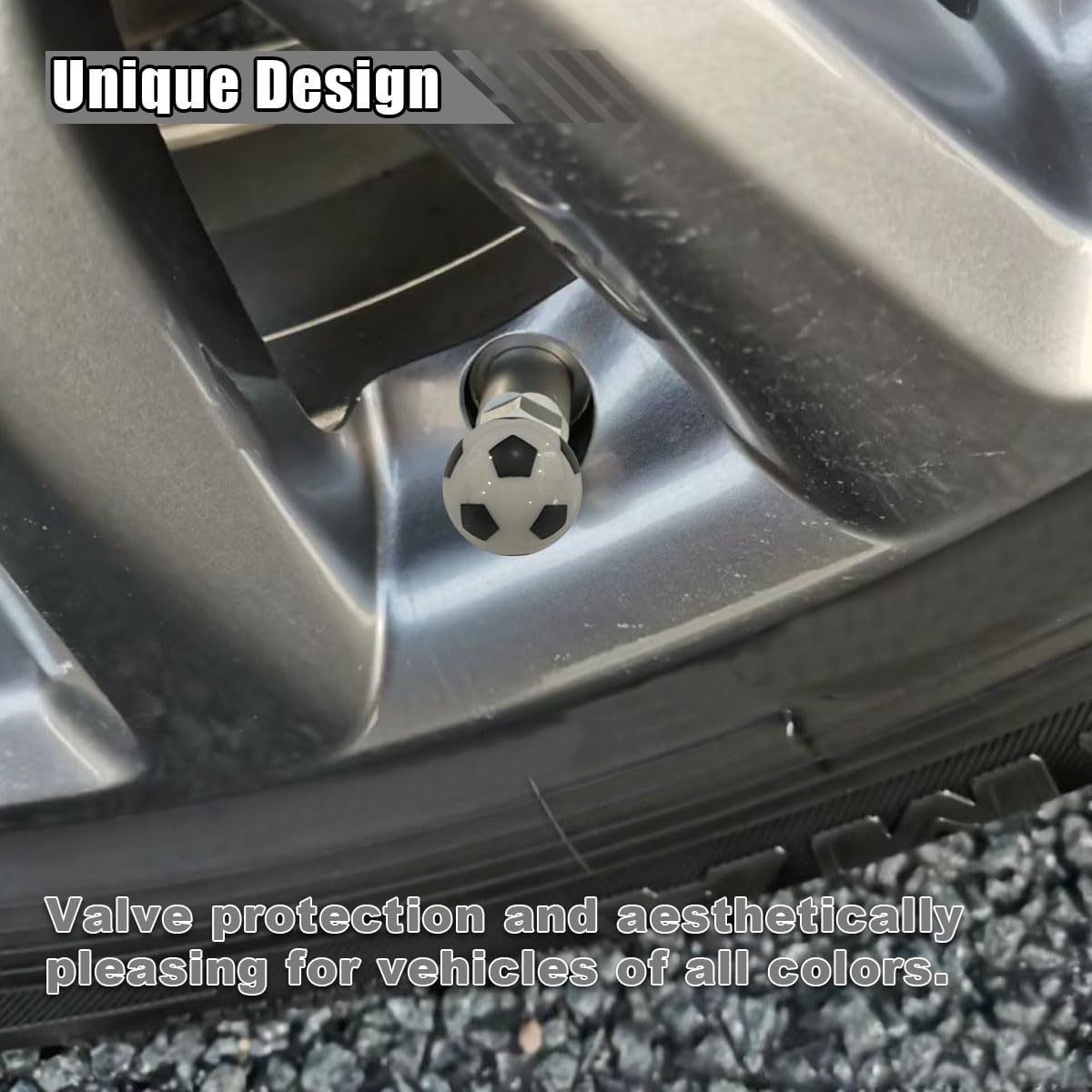 Chrome Plastic Football Tire Valve Stem Caps - 4-Piece Set Team Colors Screw-On Covers