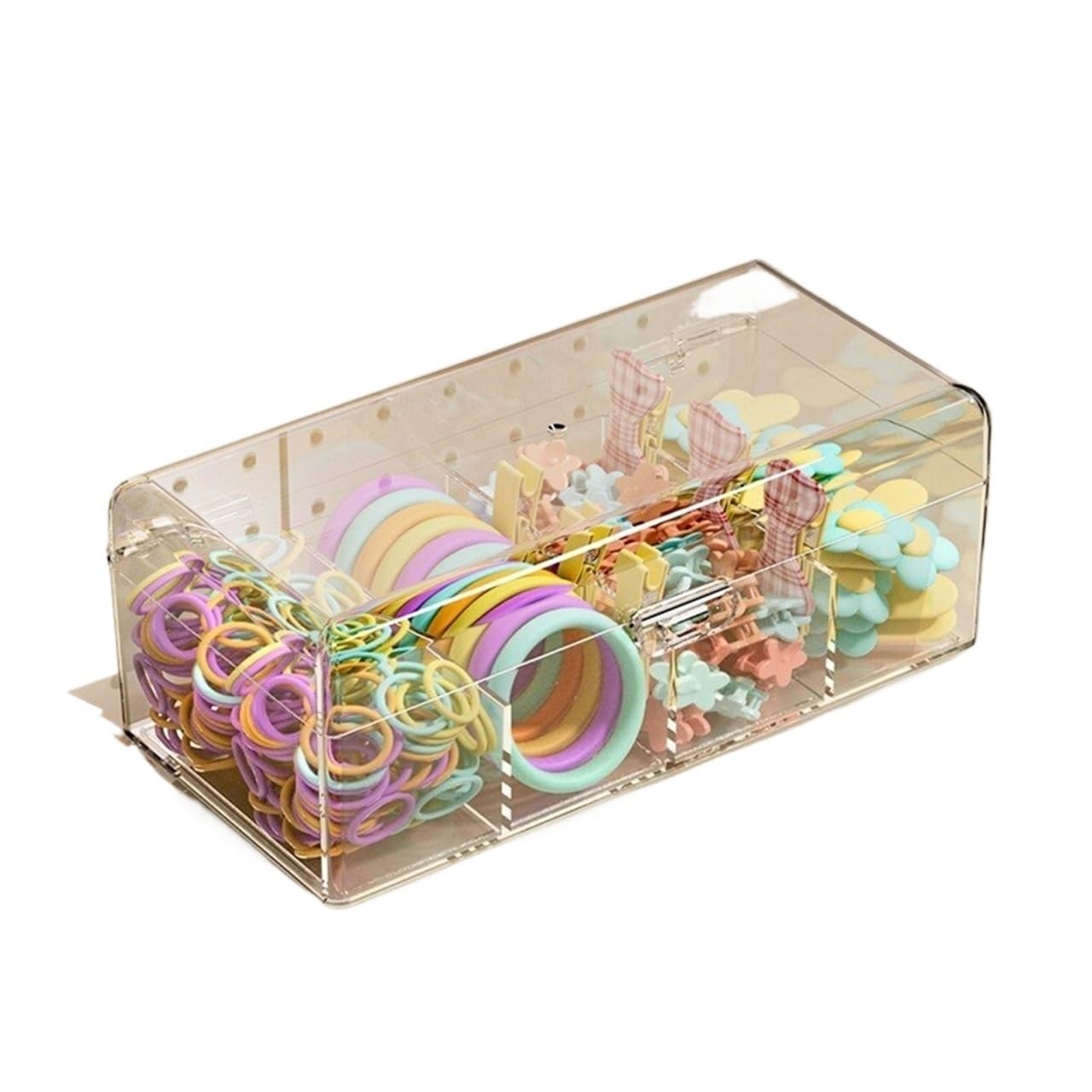 BAYNOPURIN Hair Tie Organizer Box Hair Accessories Organizer Acrylic Storage Box Clear Tie for Headband Cosmetic Desk Jewelry(DEEP BLUE)