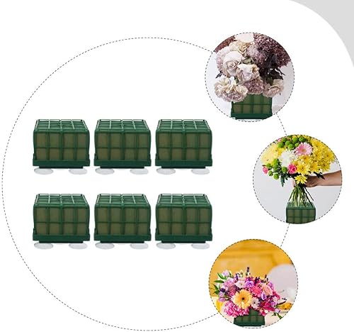 Miniatura 5 de GANAZONO Green Decor - 6 unidades de jaula cuadrada de espuma floral con ventosa, base de espuma de flores, flores artificiales, barro, arreglo