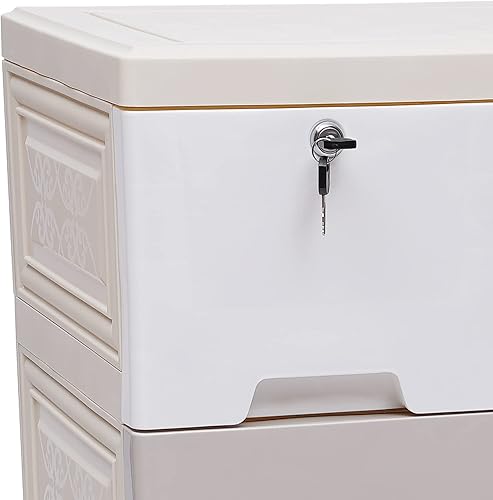 Miniatura 4 de HAPPCUCOE Armario de almacenamiento de 5 capas para bebé, armario de plástico para niños, armario de plástico moderno para sala de estar, armario de