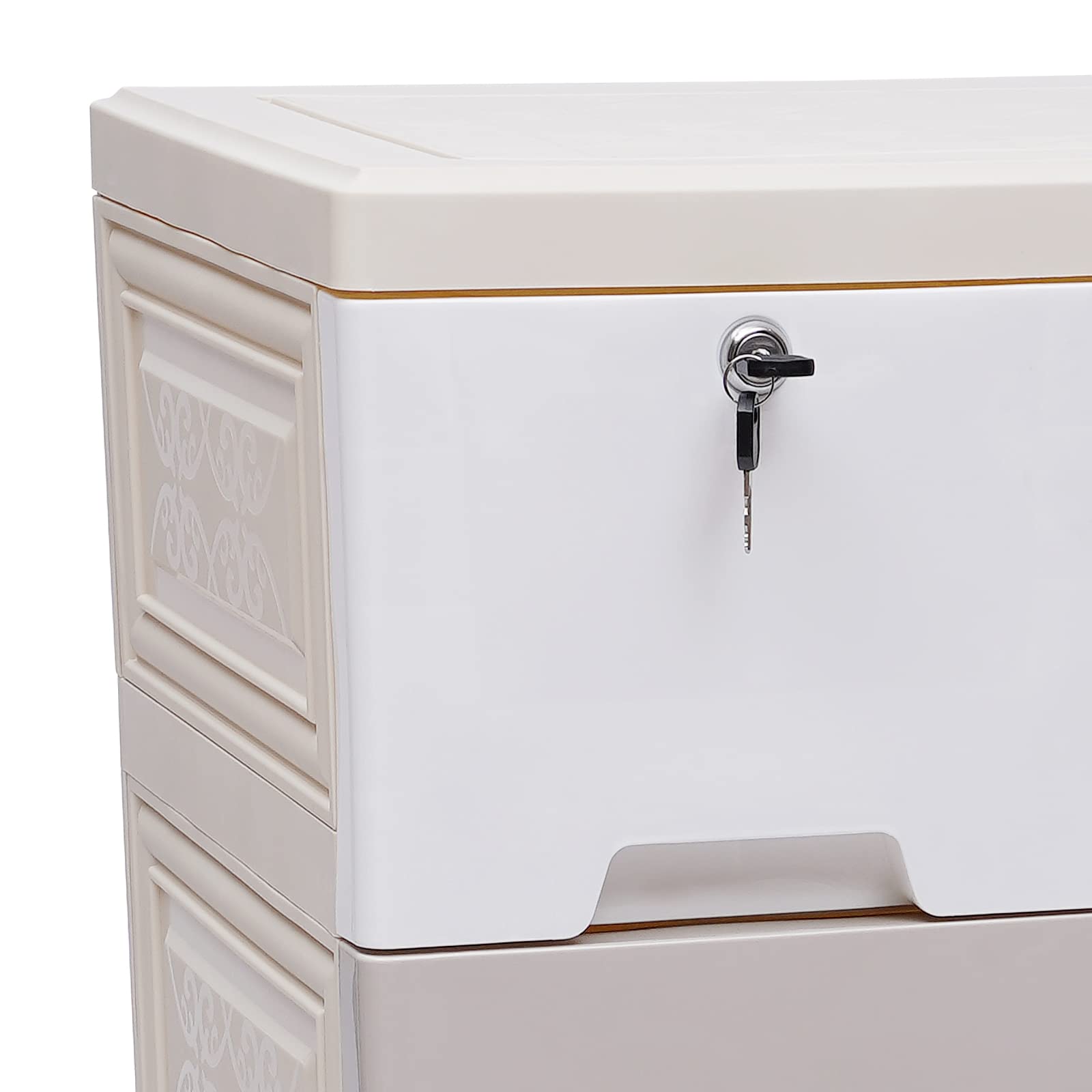 Organizador de Literatura con cajones de plástico, Carrito de Almacenamiento, Armario móvil, cómoda de 5 Niveles, 6 cajones, apilable, Vertical, para Guardar Ropa, Torre Alta (maca