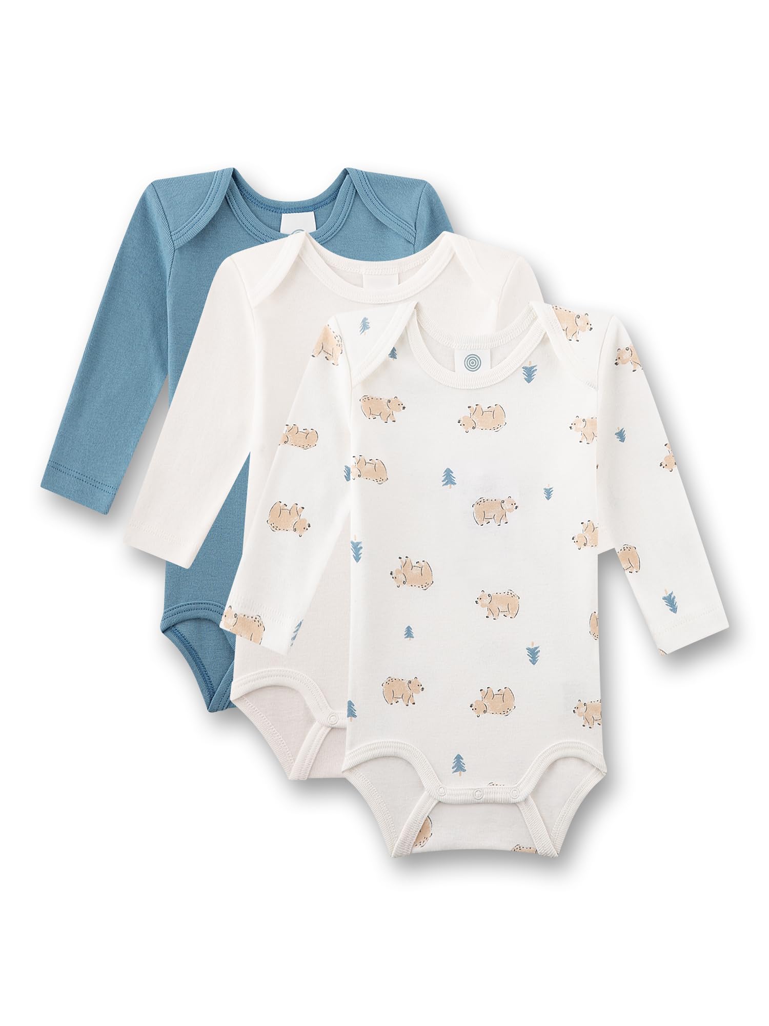 Sanetta Body per neonato a maniche lunghe beige e blu, a maniche lunghe, morbido, delicato sulla pelle, set da 3 pezzi