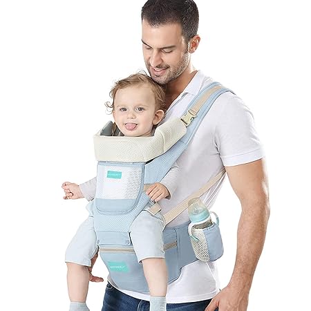 Motherly 6-in-1 Baby Carrier Bag for 6 to 36 Months ,Kid - Kangaroo Style with Hip Seat for Comfort Carrying (Blue)