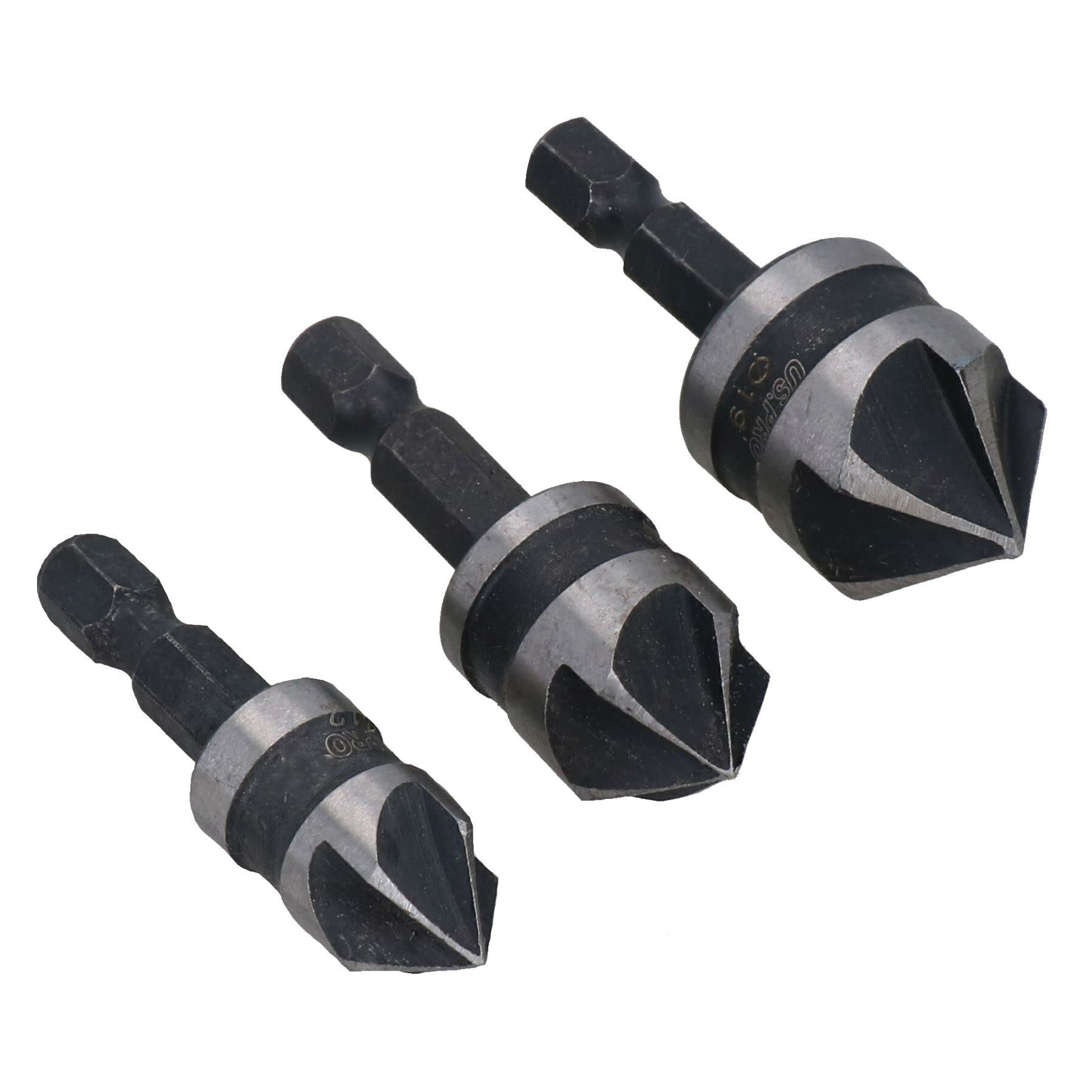 AB Tools 3Pc Tapered Countersink Drill Bits Borer 5 Flute 90 Degree Chamfer 1219mm from B&Q