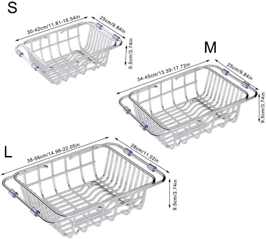 Permanent 304 Untarnished Retractile Sink Basket For Dishwashing Vegetable Cleaning
