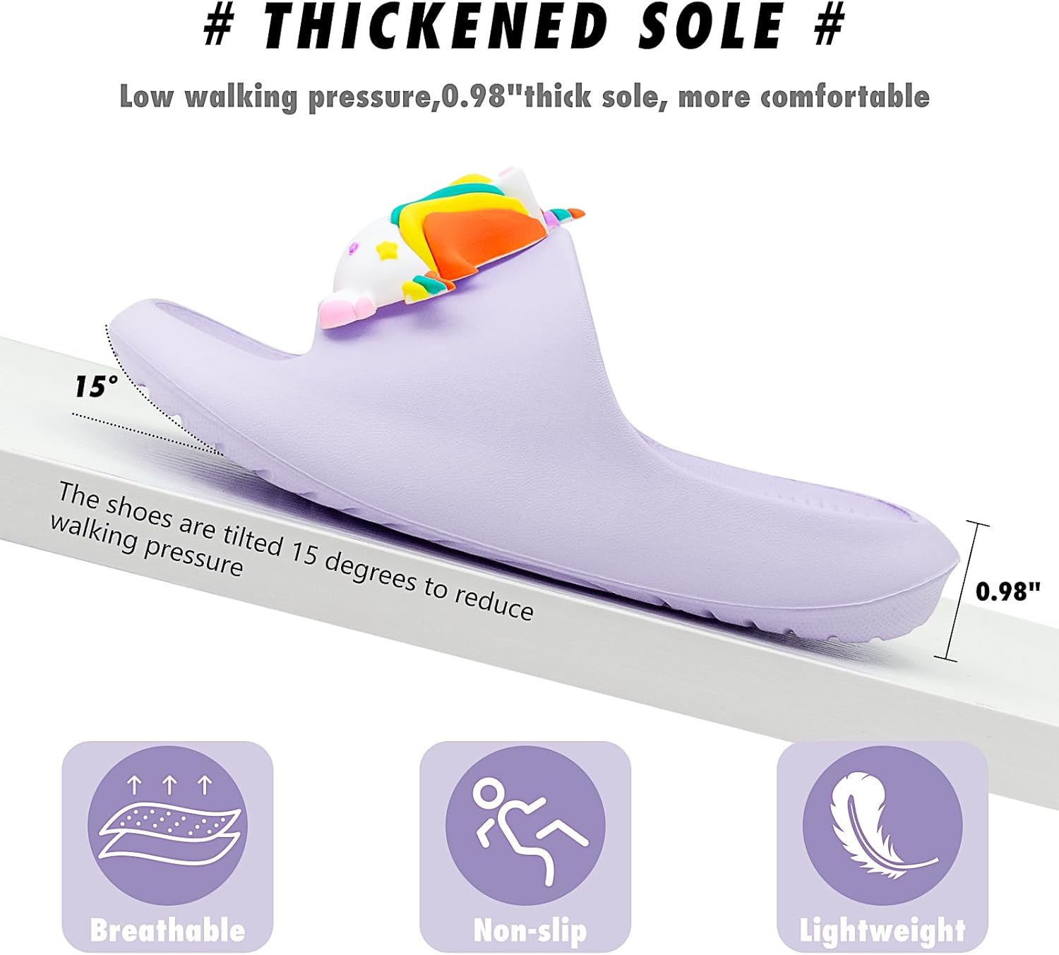 Boys Girls Cloud Unicorn Slide Sandals Non-slip Comfy Cushioned Thick Sole Shower Pool Slippers Summer Beach Water Shoes Indoor & Outdoor - Image 4