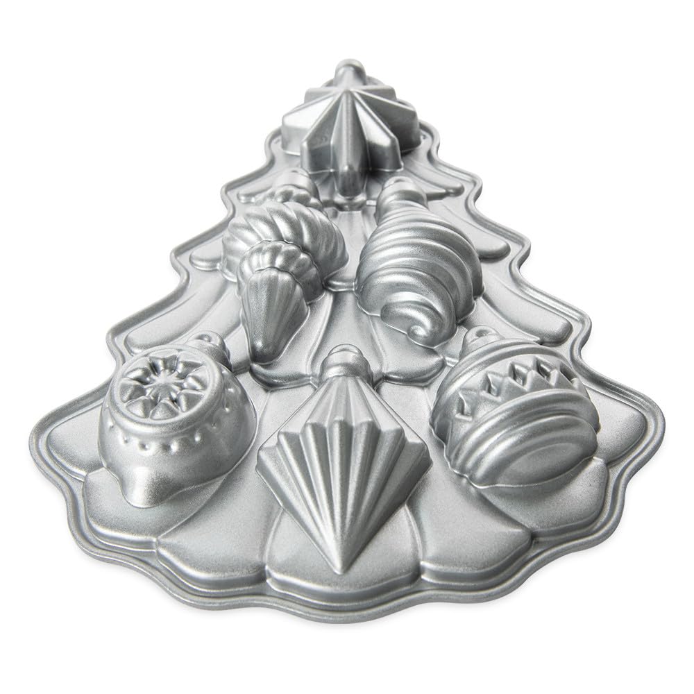 Nordic Ware Vintage Ornament Cakelet Pan, 2 Tassen, Silber