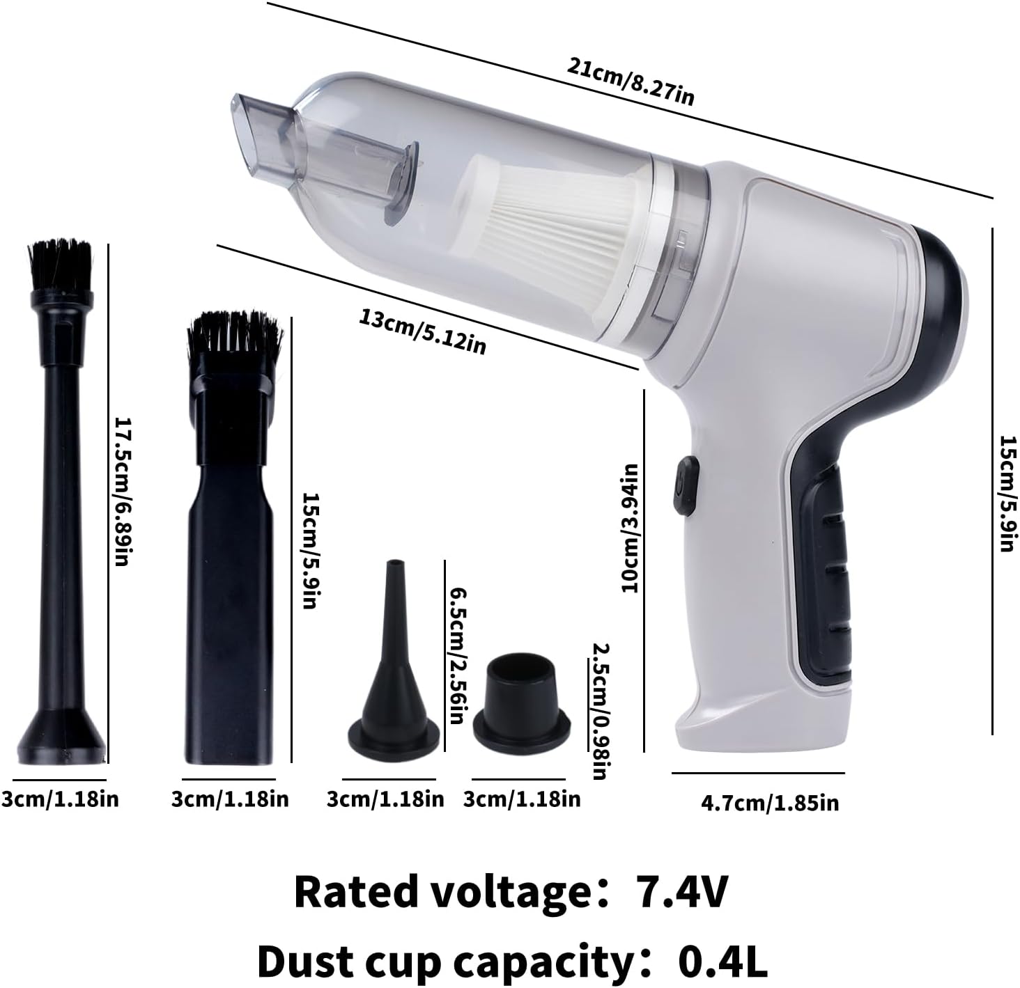 DEWIN Handheld Car Vacuum Cleaner, 26000Pa Cordless Vacuum Cleaner, 3-in-1 Design for Car, Home, Office, Pet