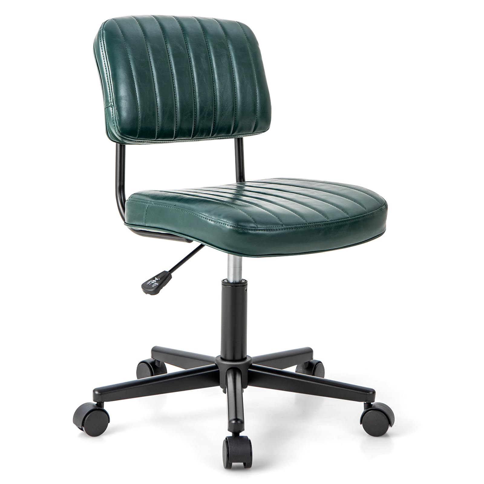 Giantex Leather Office Chair Green Armless Low Back Computer Desk