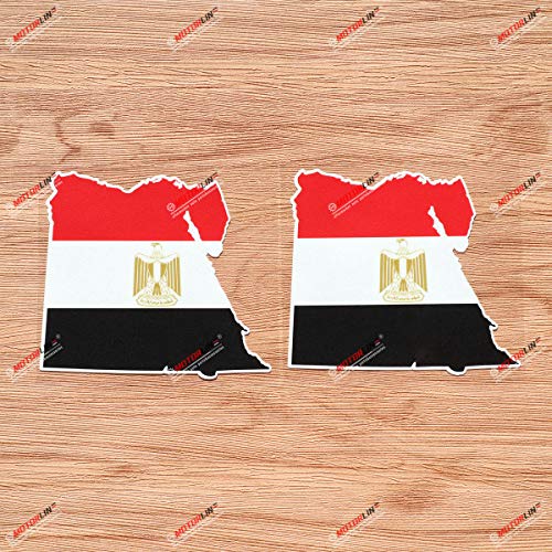 Egyptian Flag Map Outline Egypt Vinyl Decal Sticker - 2 Pack Glossy, 4 Inches - For Car Boat Laptop Cup #TOP11
