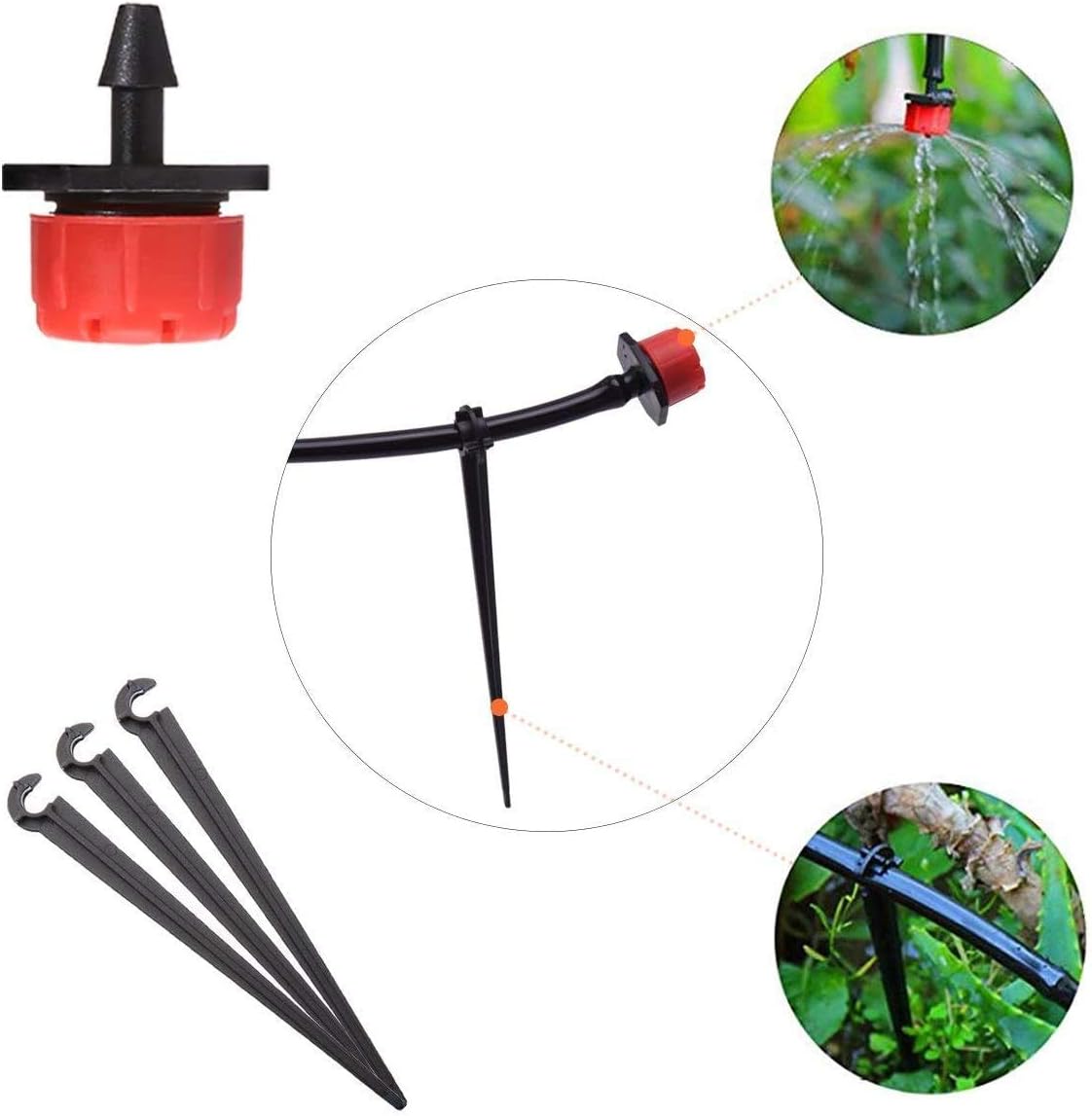 MSDADA 82ft Drip Irrigation Kits Garden Irrigation Accessories, Plant Watering System with 1/4” Blank Distribution Tubing Hose,DIY Plant Garden Hose Watering Kit (Red) : Patio, Lawn & Garden