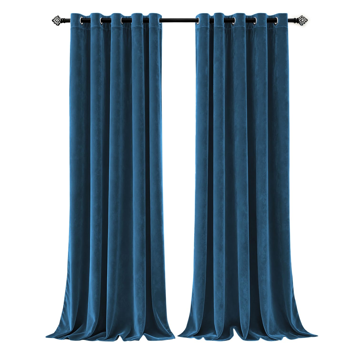 Imperial Rooms Crushed Velvet Curtains 90x90 Inch Navy Blackout Curtains for living room Super Soft Privacy Protection & Thermal Curtain 2 Panel with Matching Tiebacks — image 1