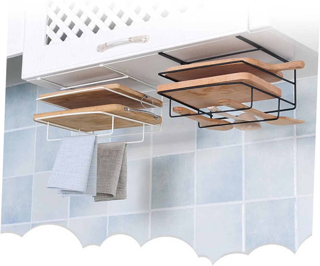 2pcs Hanging Pan Racks for Kitchen Wall Mounted Double Layer Cutting Board Rack Easy Air Dry Cutting Board Shelf Organizer