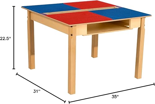 Miniatura 67 de Contender Time-2-Play - Mesa de juego rectangular de 30.75 pulgadas de ancho, bloques de Lego azul y verde, compatible con patas de madera de 22