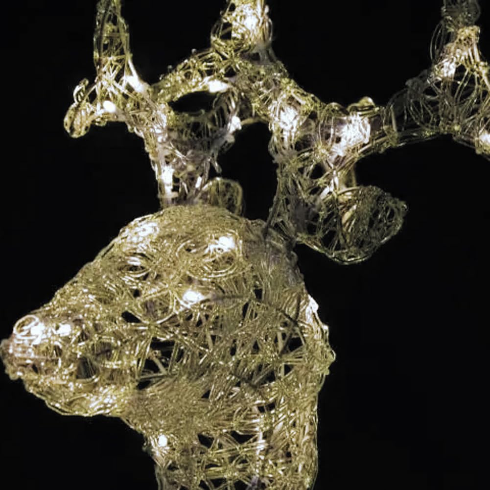 BAKAJI Helles Weihnachtsrentier für den Außenbereich, leuchtende Hirsch LED Weihnachtsdekoration außerhalb der Tür, Garten, 3D-Weihnachtsdekoration für den Außenbereich IP44 (Warmweiß, 100 cm)