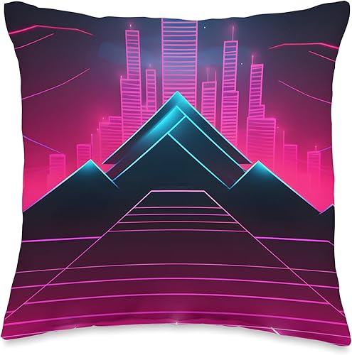 Miniatura 4 de PP Accessories Retrowave 80s Vaporwave Synthwave Throw Pillow, 18x18, Multicolor