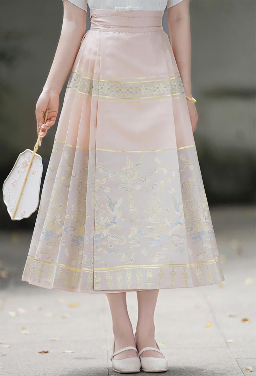 Chinese Style Autumn Standing Collar Top Women Wedding Horse Mask Skirt Set