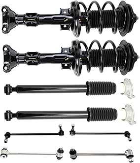 TRQ Front and Rear Suspension Kit Complete Strut & Coil Spring Assembly Shock Absorber Sway Bar Stabilizer Link Compatible with 2010-2014 Mercedes-Benz E350 2015-2017 E400