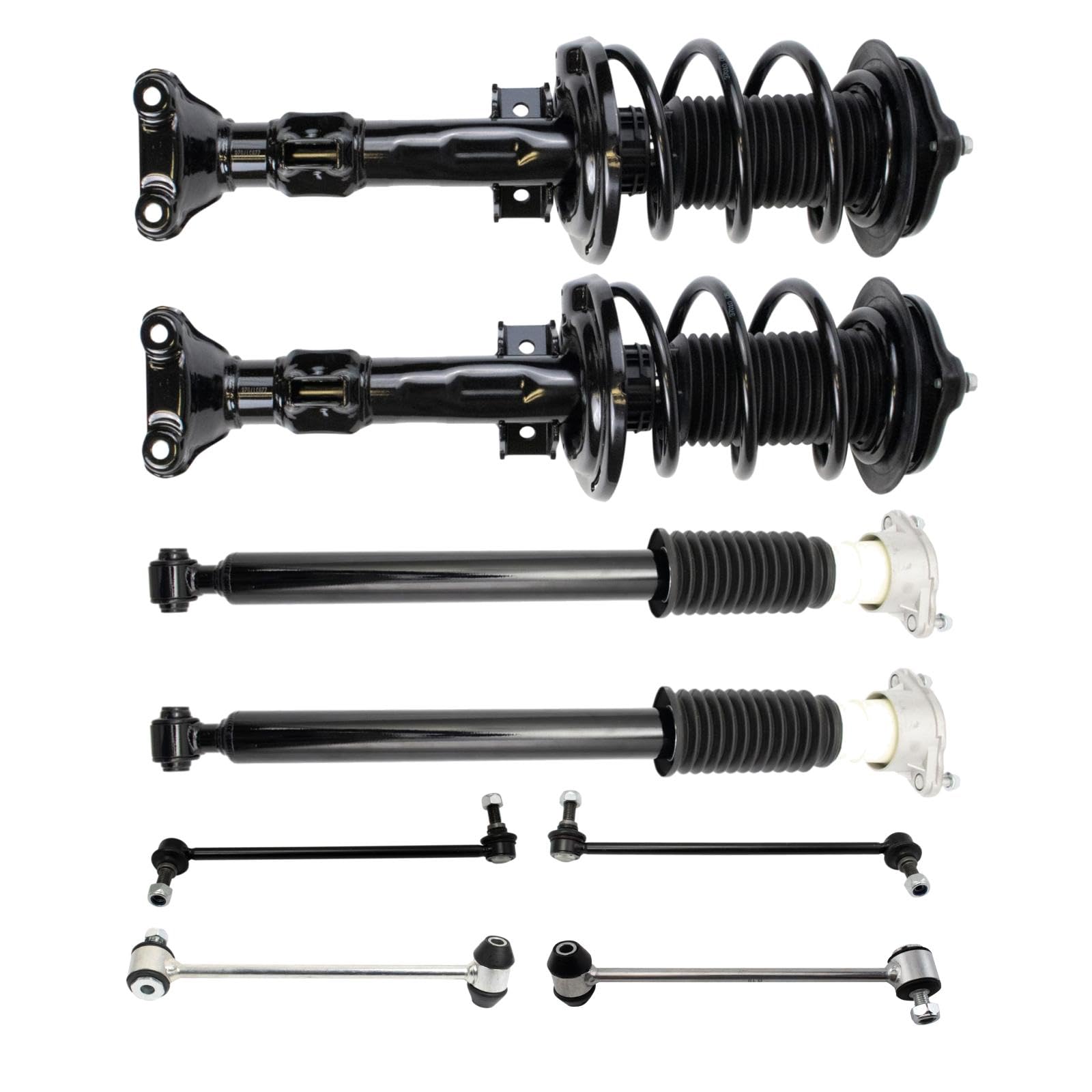 TRQ Front and Rear Suspension Kit Complete Strut & Coil Spring Assembly Shock Absorber Sway Bar Stabilizer Link Compatible with 2010-2014 Mercedes-Benz E350 2015-2017 E400