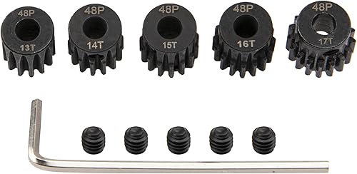 Miniatura 5 de ShareGoo - Juego de 5 engranajes de piñón de acero 48P 0.125 in 13T 14T 15T 16T 17T ajuste 0.125 in (1/8 pulgadas) eje compatible con Arrma HPI