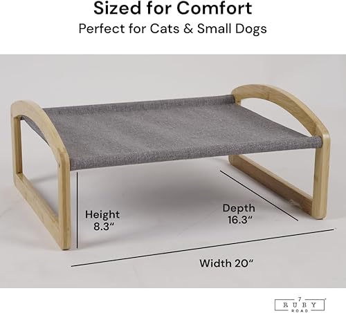 Miniatura 3 de 7 Ruby Road Cama elevada para gatos con 2 fundas lavables, hamaca de madera para gatos, camas elevadas modernas para mascotas y muebles para