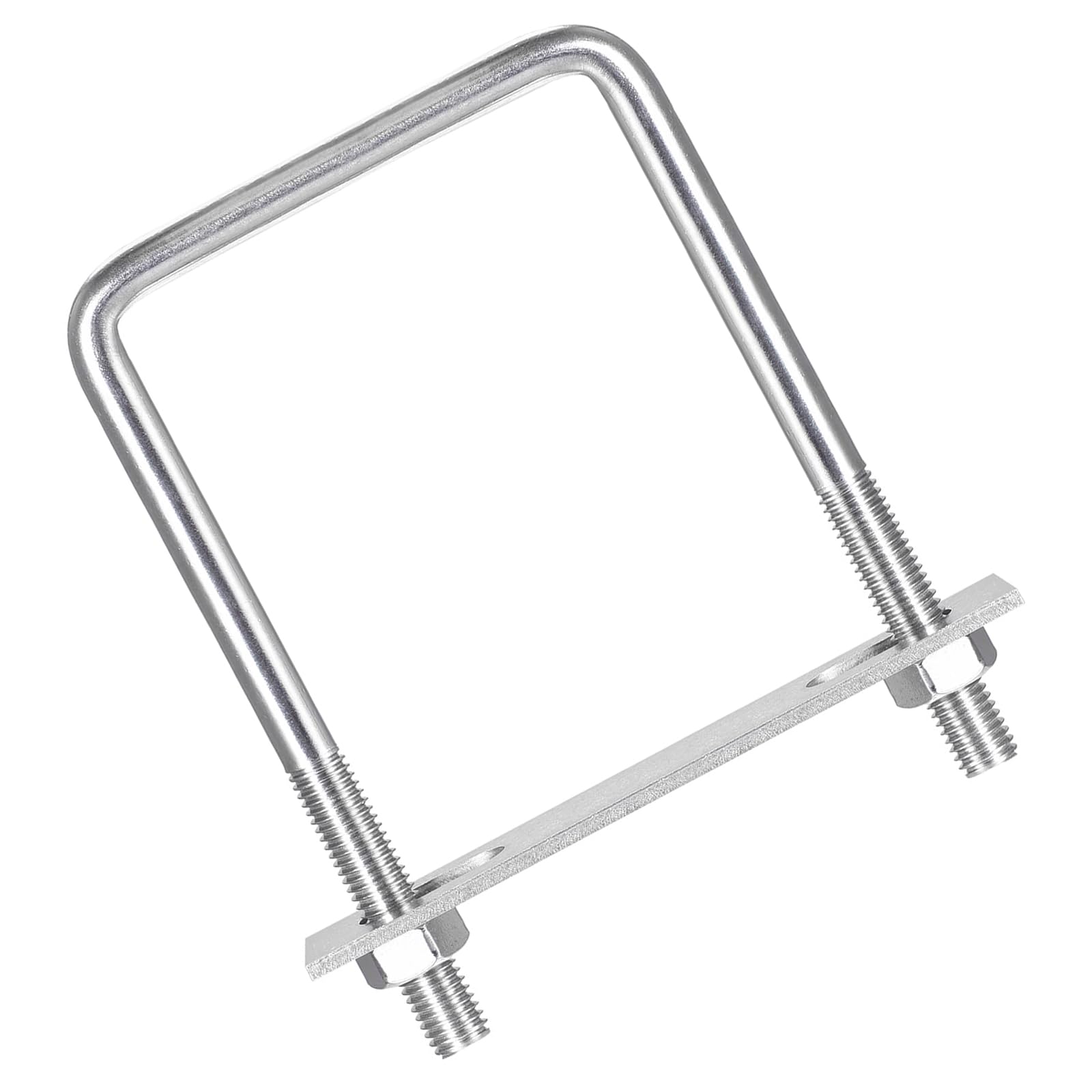 MACHSWON Square U-Bolt,1 Set 304 Stainless Steel M10 U Bolts 85mm(3.43") Inner Width 125mm Length with Nuts and Frame Plate for Automobiles Boat Trailer