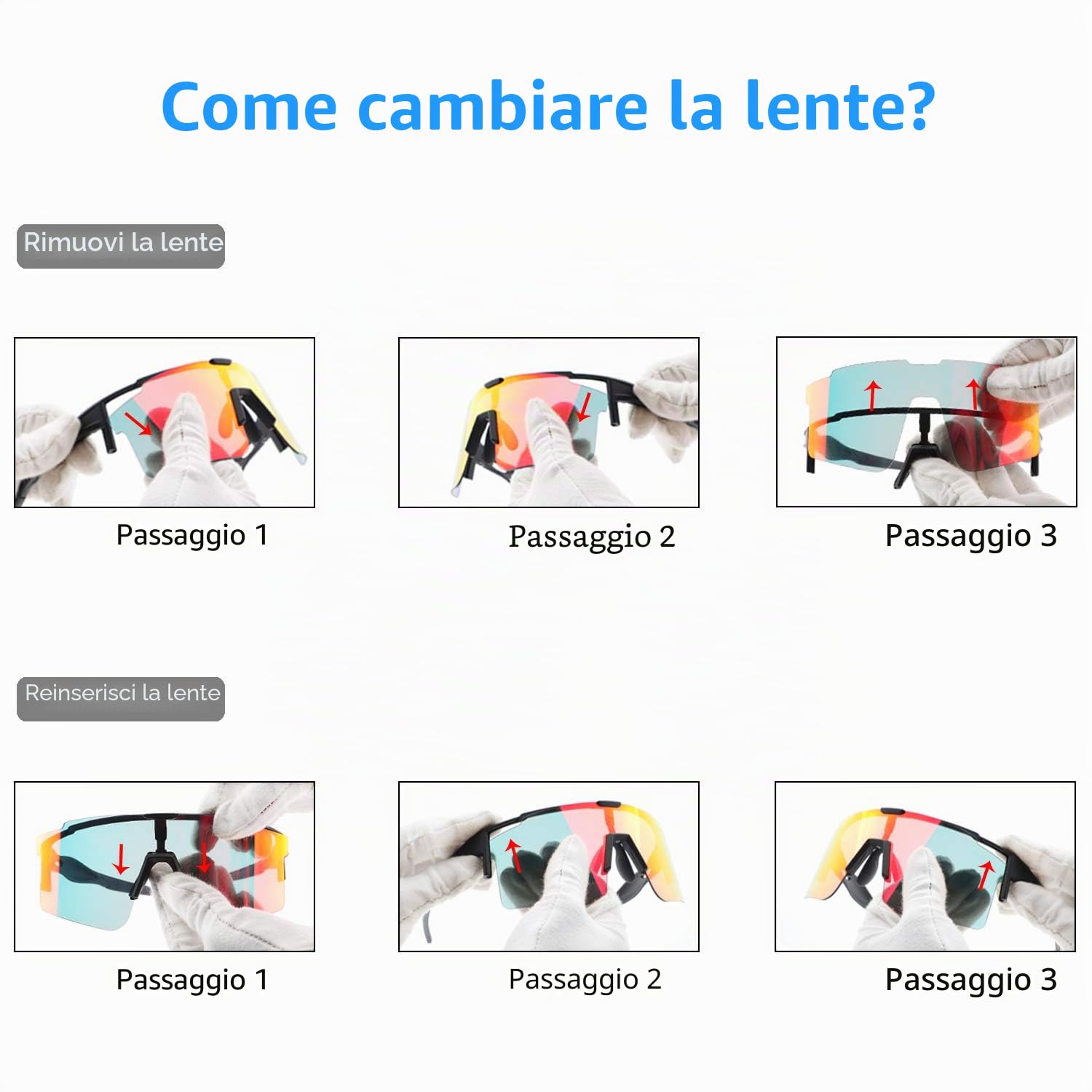 DUDUKING Occhiali da Sole Ciclismo Occhiali MTB Sportivi per Uomo e Donna con 1 o 3 Lenti Colorati Anti-UV Antivento Aviatore Specchio per Ciclismo Guida Pesca Running Golf Bici Moto