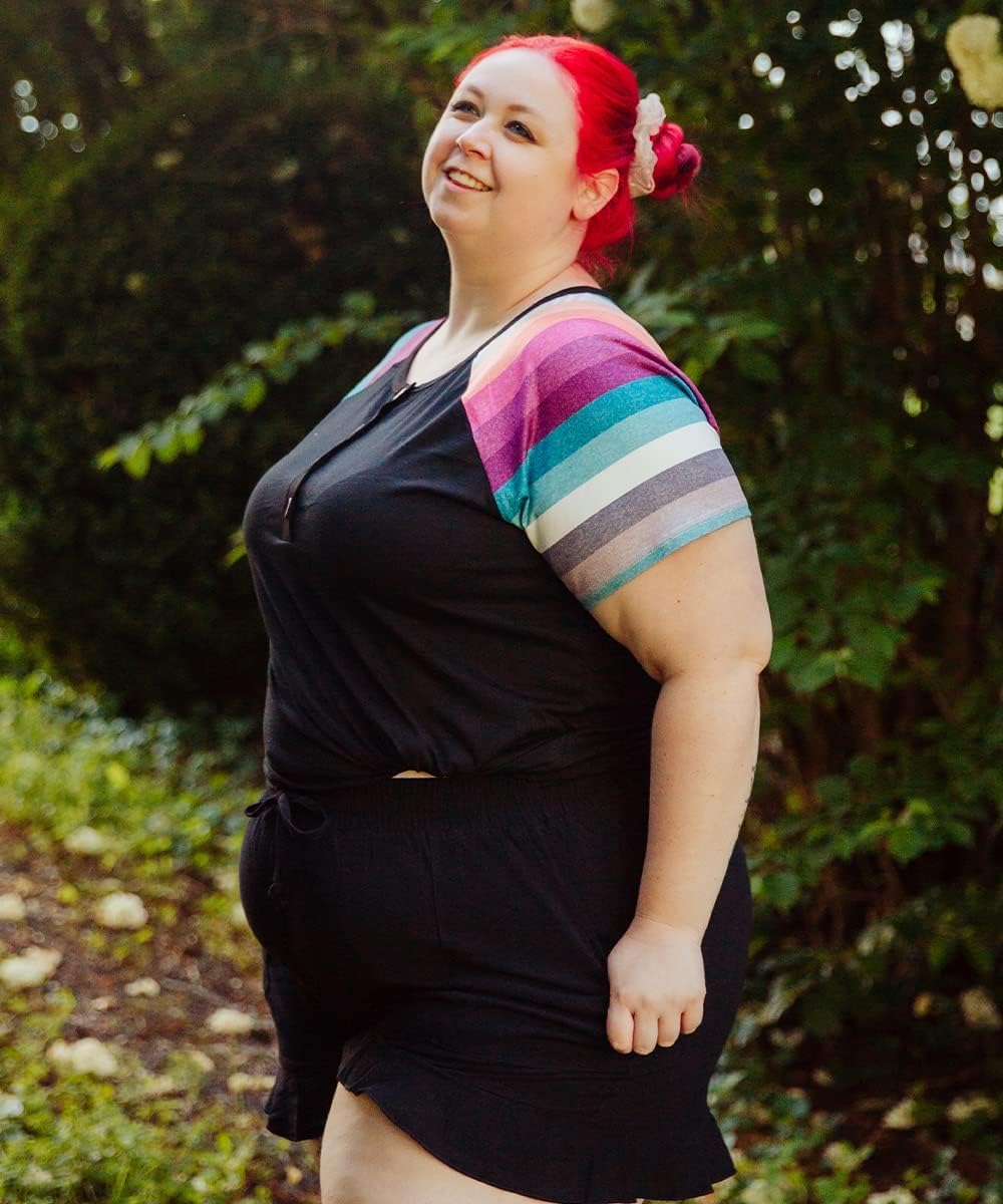 RITERA Womens Plus Size Shirts Short Sleeve Tops Basic Crewneck T Shirts Button Tee XL-5XL - Image 3