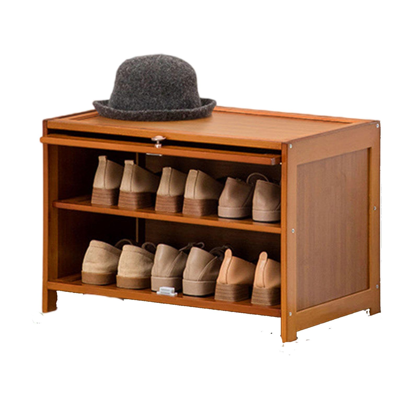 Meuble à chaussures en bambou 60x32x40 cm avec porte pliable