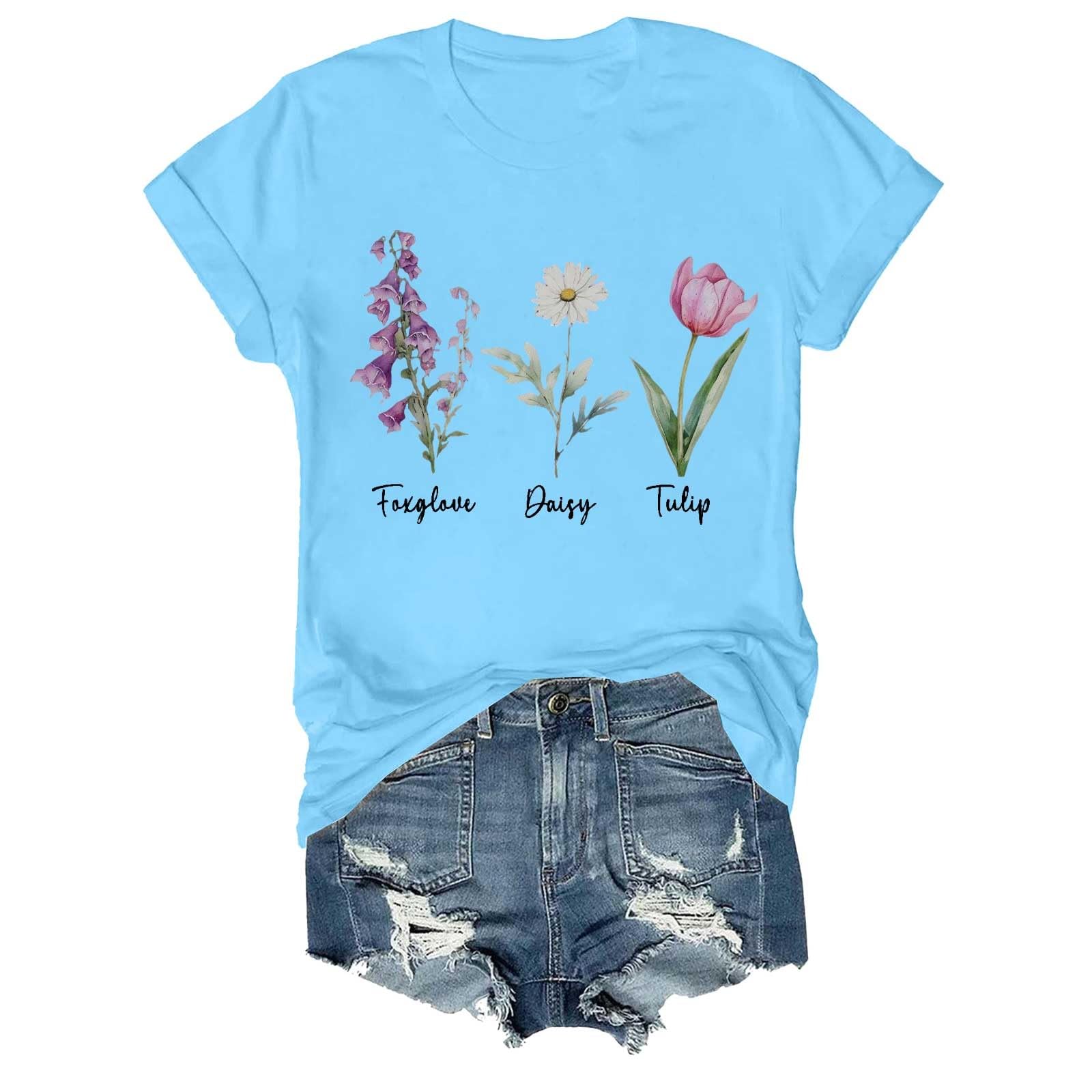 Floral Fdt T Shirt Tango Shirt Fdt Round Neck Flowers Print，Floral Fdt Tango Fdt Round Neck Flowers Print Tee Weightlifting Long Sleeve (Light Blue, XXXL)