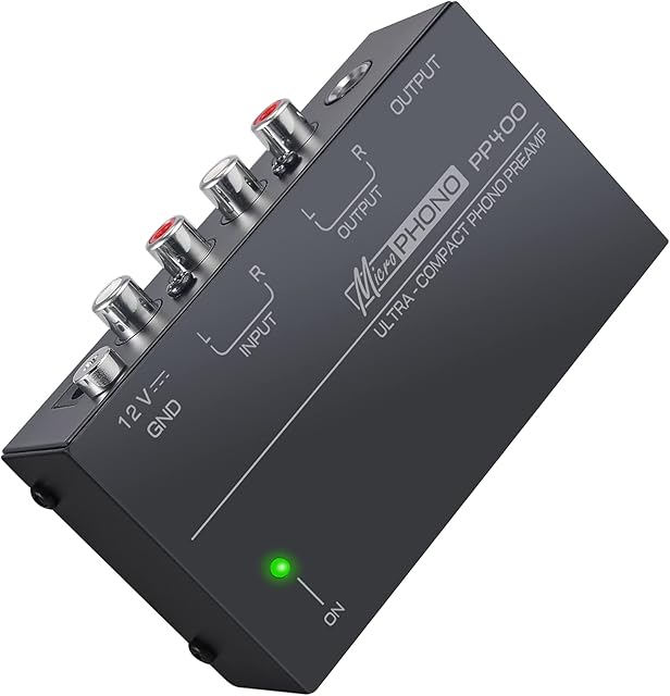LiNKFOR Phono Preamplifier PP400 Phono Preamp Preamplifier with Certified Power Adapter Turntable Preamp Metal Shell RCA Input and Output Phono Preamplifier for Turntable