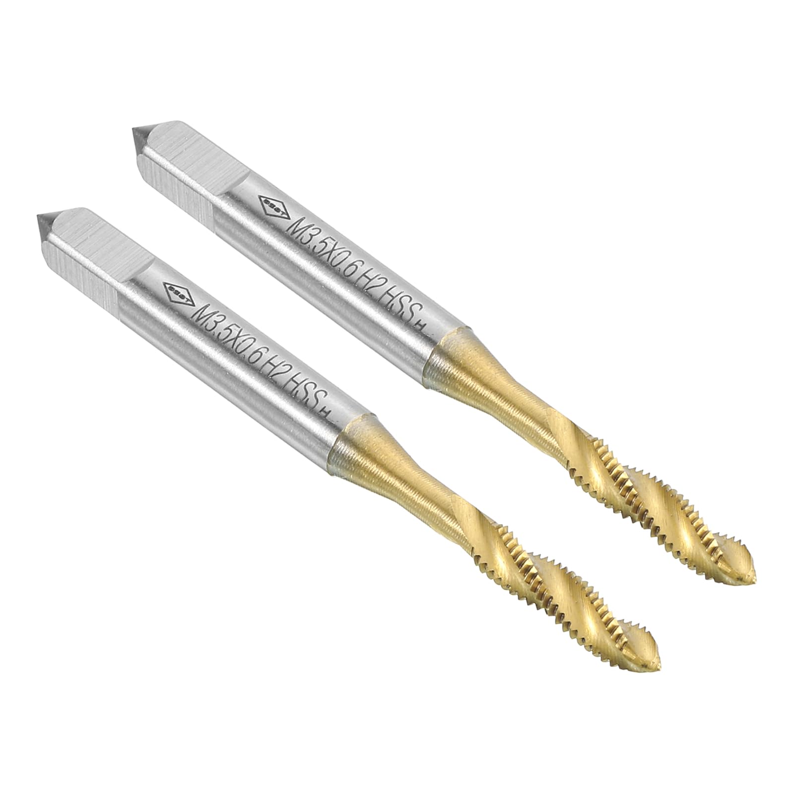 2 machos de roscar de Flauta Espiral, M3,5 x 0,6 H2, con Revestimiento de Titanio, Acero de Alta Velocidad 6542, Herramientas de roscado para máquinas de reparación.