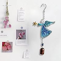 Vista 5 de MrMrKura Campanilla de Viento de Ángel de Metal Decoración Colgante Ornamento con Ala y Campana - Campanas Colgantes Decorativas, Regalos para Azul