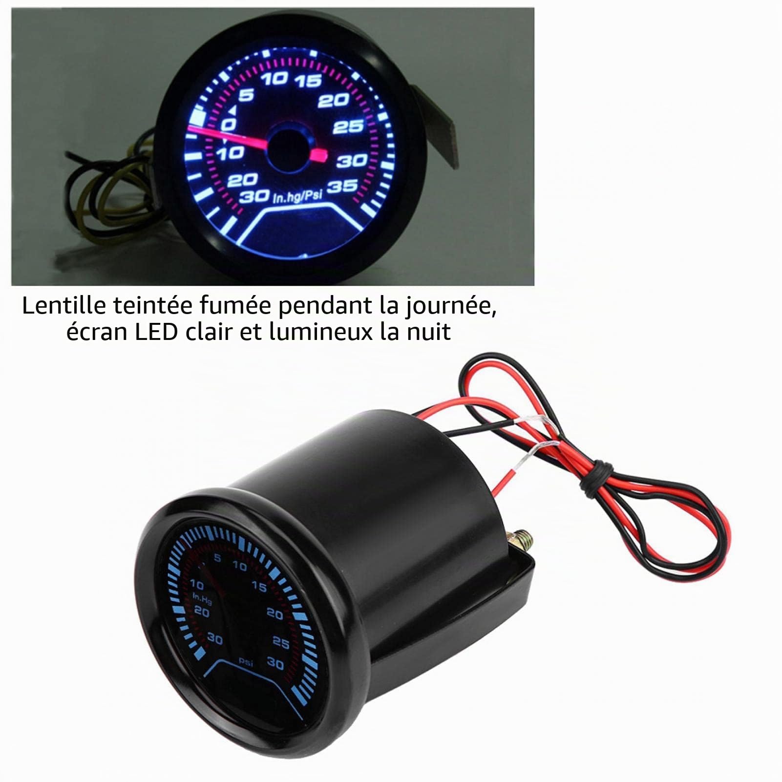 Manomtre De Pression De Turbo， Manomètre turbocompressé de jauge de suralimentation Turbo pour jauge de diamètre de 52 mm manometre turbo， manometre pression turbo