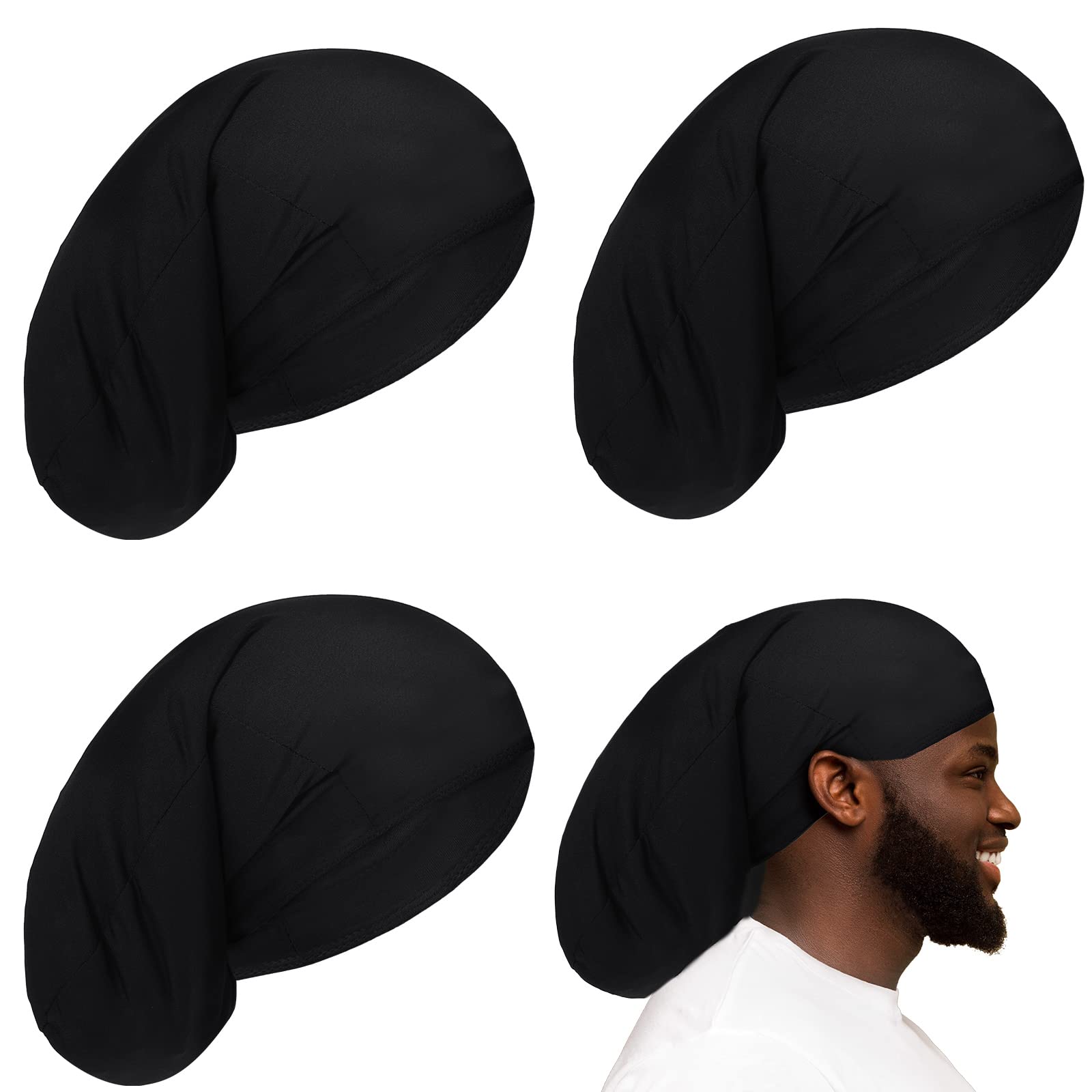 4 Pieces Unisex Dreadlock Cap Long Hair Dreads Head Wrap Sleeping Cap Hair Accessories Sleep Bonnet for Men Women