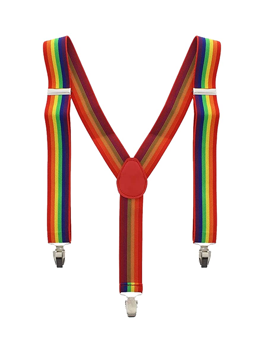 The Fancy Dress Unisex Rainbow Braces The Fancy Dress® Deluxe Quality Gay Lesbian Pride Fancy Dress Accessory Rainbow Hats Jewellery Lgbt Parade Party Lot Uk (Rainbow Braces)