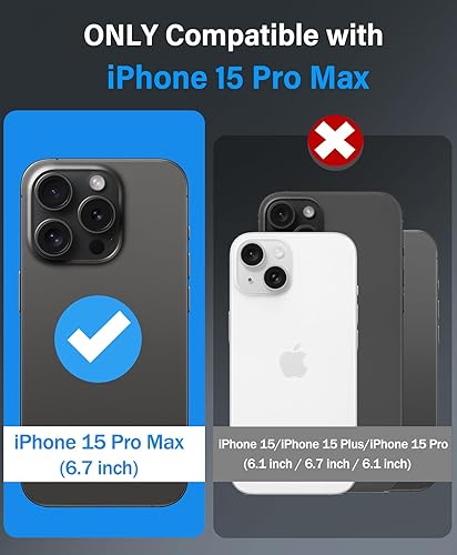 Miniatura 2 de Vihibii Funda magnética fuerte para iPhone 15 Pro Max, compatible con MagSafe, soporte integrado y cubierta de lente deslizante, probada en caídas