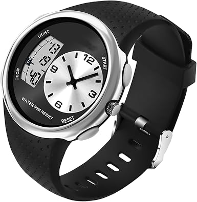 findtime Cool Watches for Men Unique Unusual Different Designer Watch Dual Time Zone Analog Digital Young Mens Wristwatch Waterproof