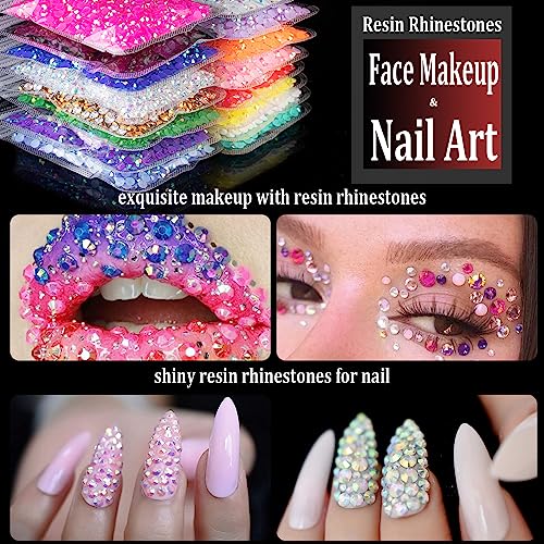 2500pcs 5mm Resin Rhinestones Bulk, White Flatback Round Jelly Rhinestones Bedazzling Non Hotfix Crystal Gems Large Quantity Wholesale for DIY Crafts Clothes Bottles Tumblers Face Makeup Manicure - Thumbnail 7