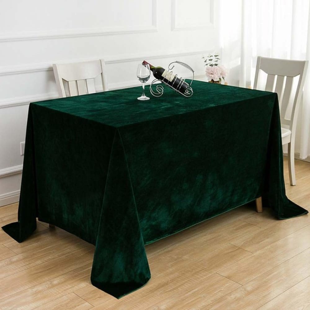 Obrus aksamitny prostokątny obrus ślub jadalnia wystrój biurka wystawa zmywalny stolik kawowy dekoracja nakrycia stołu, ciemnozielony, 160x100cm