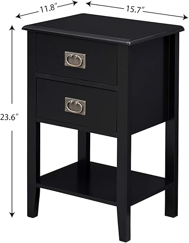 Miniatura 11 de VECELO Mesitas de noche para sala de estar con tres cajones de almacenamiento, muebles de acento vintage para espacios pequeños, patas de madera