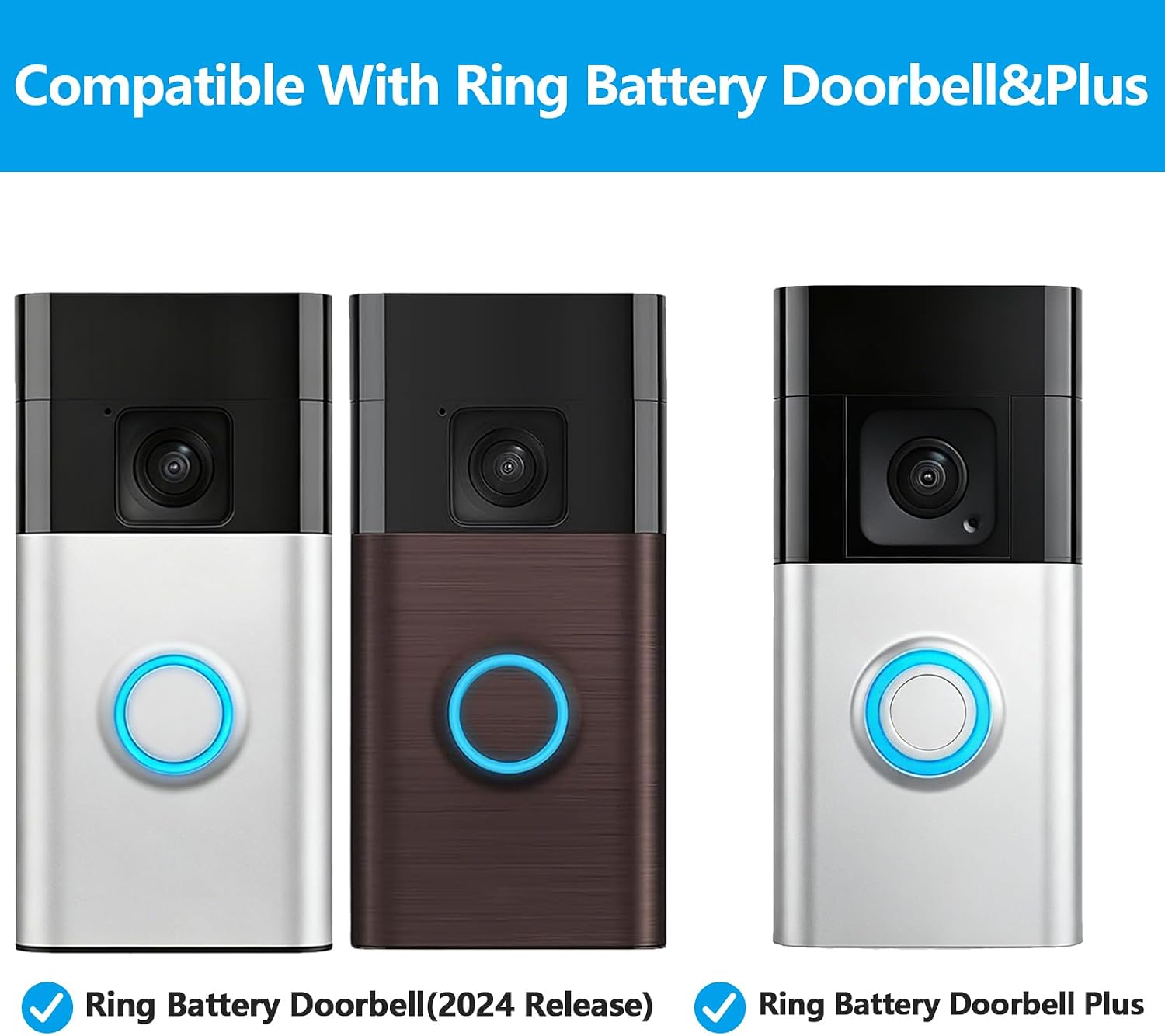 TEKCAM Magnetic Doorbell Mount Compatible with Ring Battery Doorbell/Plus | No Drill Holder for Apartment House Office, Magnet Mount for Metal Gates and Surface,Easy to Install & Remove, 4 PCS