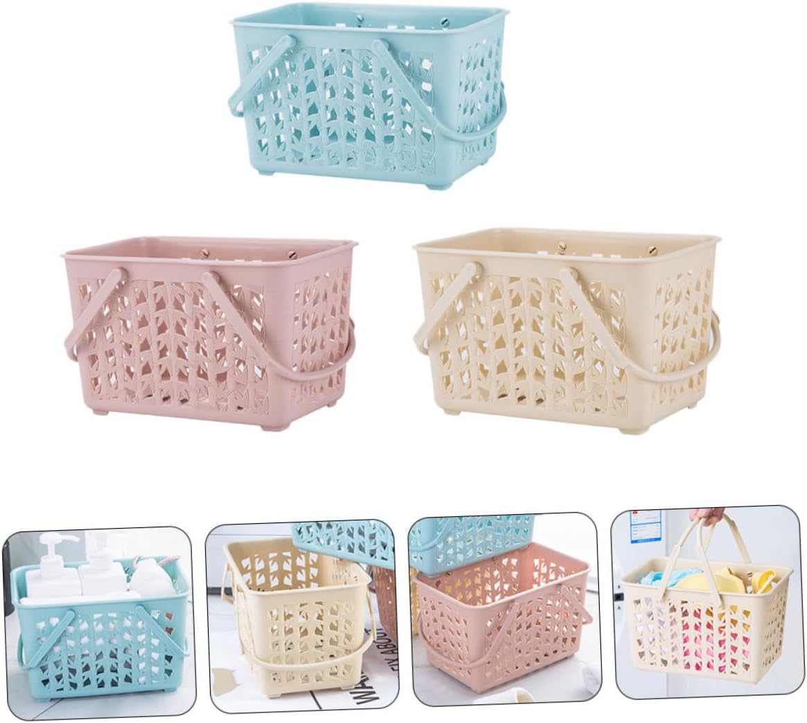 Luxshiny 3pcs Thickened Desktop Storage Basket Handheld Sundries Container for Organizing Phone Magazines Toys Versatile Storage Bins Random Patterns