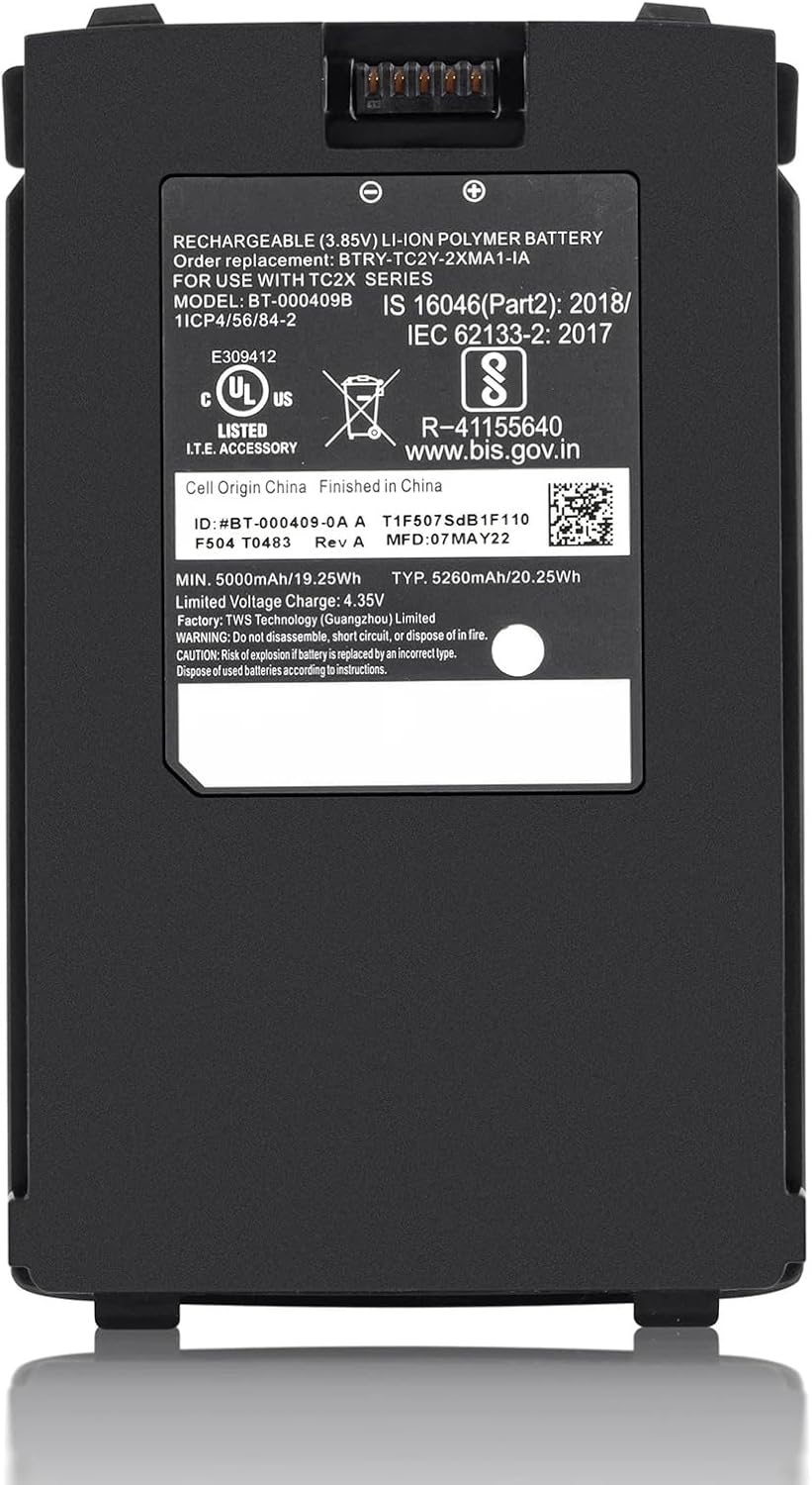 BT-000409 Barcode Scanner Battery for Zebra TC21,TC26, TC26AK, TC210, TC210K, TC26CK, TC26BK, TC26DK, TC26EK, BTRY-TC2X-1XMA1-01, BTRY-TC2Y-1XMA1-01, BTRY-TC2Y-2XMA1-01, BT-000411-08, BT-000409A